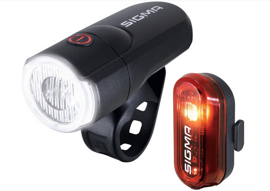 SIGMA SPORT Batterie-LED-Leuchten-Set "Aura 30 / Kurve"